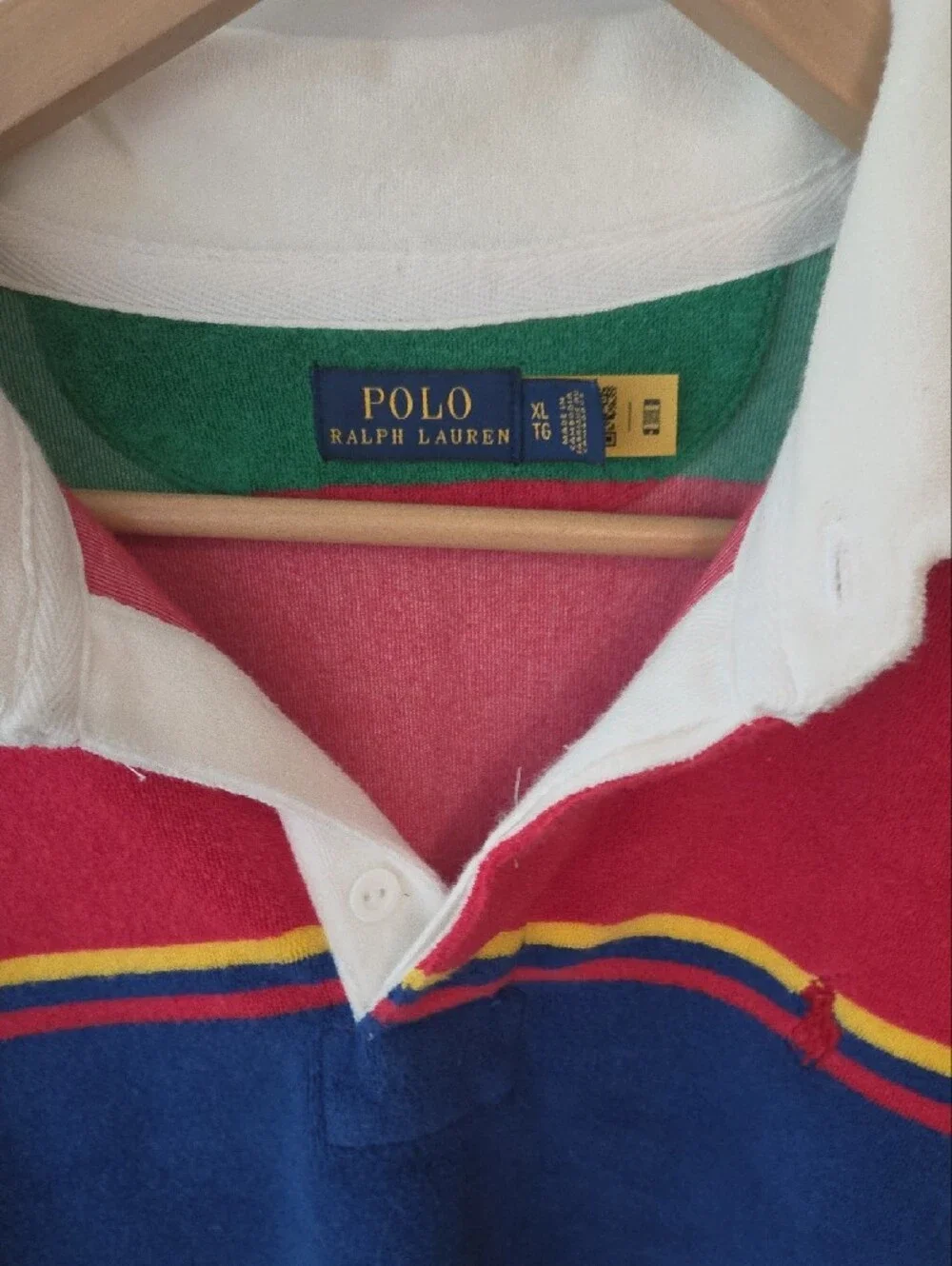 Polo by Ralph Lauren Bold Multicolor Striped V-Neck Rugby Sweater